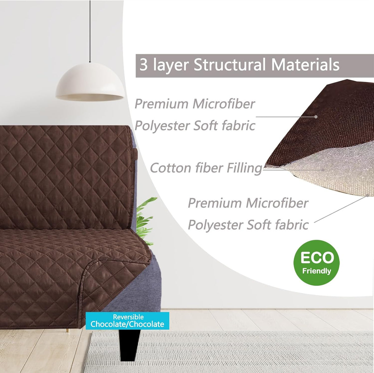 Reversible Sofa Cover Couch Cover for Dogs, Coffee/Beige | 68''Sofa Mat Washable, Pet Friendly, Elastic Straps, Water Repellent, Furniture Protector for 3 Cushion Couch - Colors A