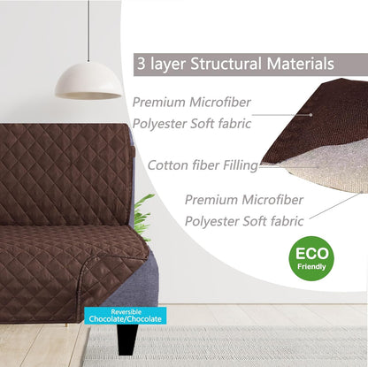 Reversible Sofa Cover Couch Cover for Dogs, Coffee/Beige | 68''Sofa Mat Washable, Pet Friendly, Elastic Straps, Water Repellent, Furniture Protector for 3 Cushion Couch - Colors A