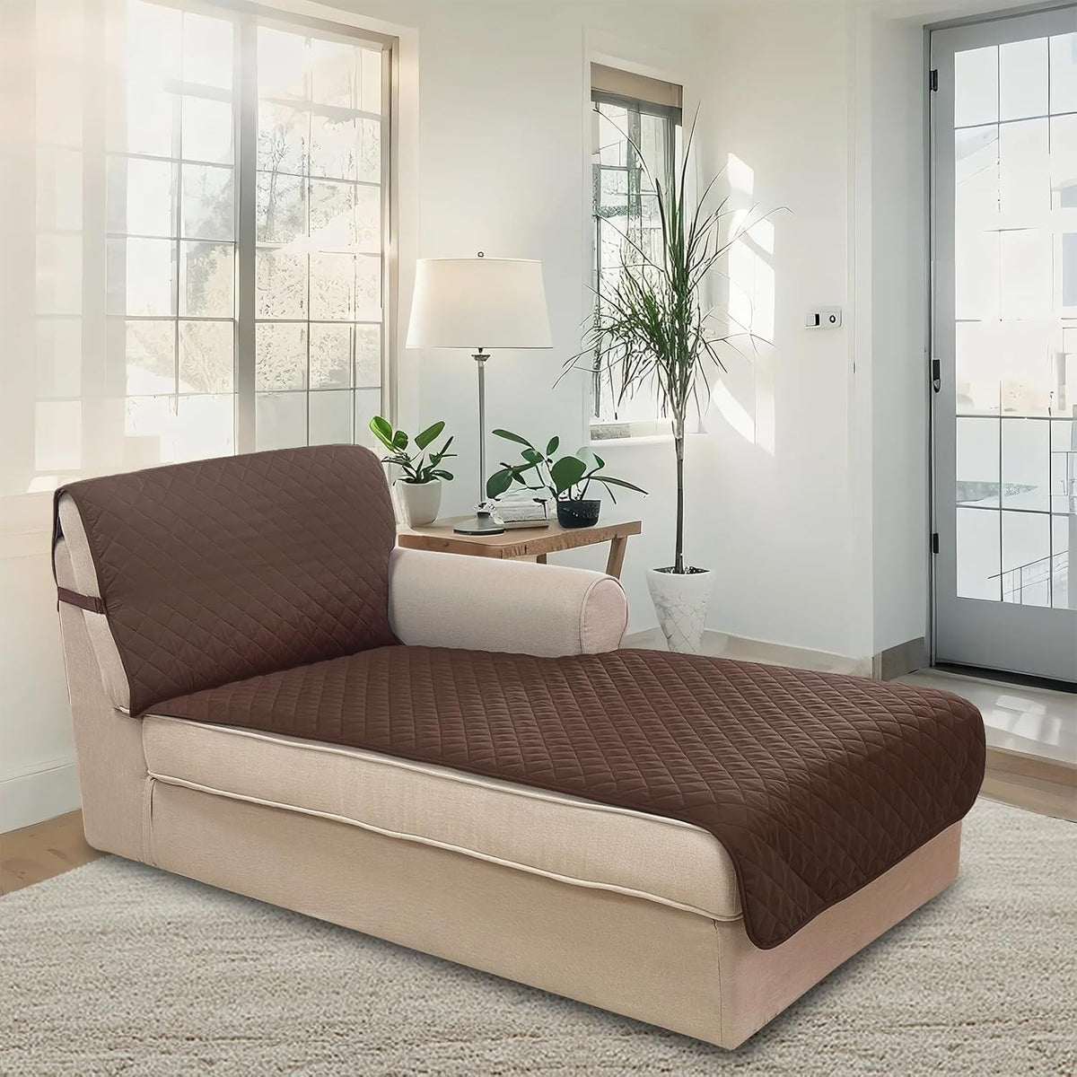 Reversible Sofa Cover Couch Cover for Dogs, Coffee/Beige | 68''Sofa Mat Washable, Pet Friendly, Elastic Straps, Water Repellent, Furniture Protector for 3 Cushion Couch - Colors A