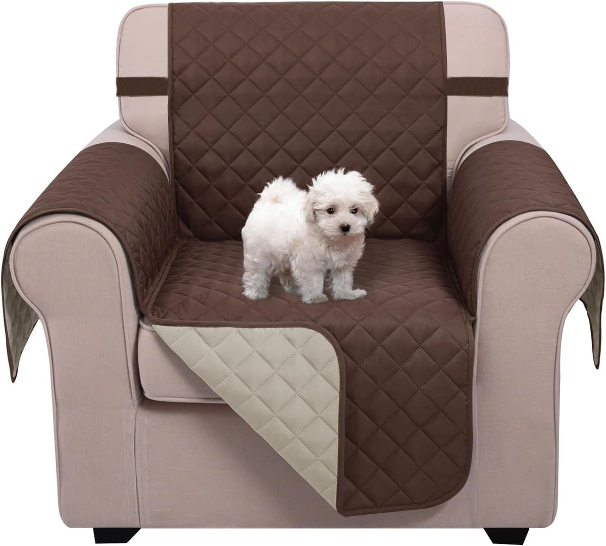 Reversible Sofa Cover Couch Cover for Dogs, Coffee/Beige | 68''Sofa Mat Washable, Pet Friendly, Elastic Straps, Water Repellent, Furniture Protector for 3 Cushion Couch - Colors A