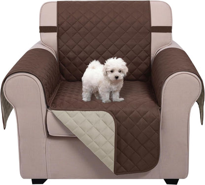 Reversible Sofa Cover Couch Cover for Dogs, Coffee/Beige | 68''Sofa Mat Washable, Pet Friendly, Elastic Straps, Water Repellent, Furniture Protector for 3 Cushion Couch - Colors A