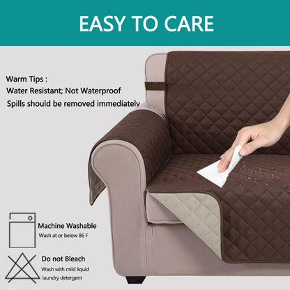 Reversible Sofa Cover Couch Cover for Dogs, Coffee/Beige | 68''Sofa Mat Washable, Pet Friendly, Elastic Straps, Water Repellent, Furniture Protector for 3 Cushion Couch - Colors A