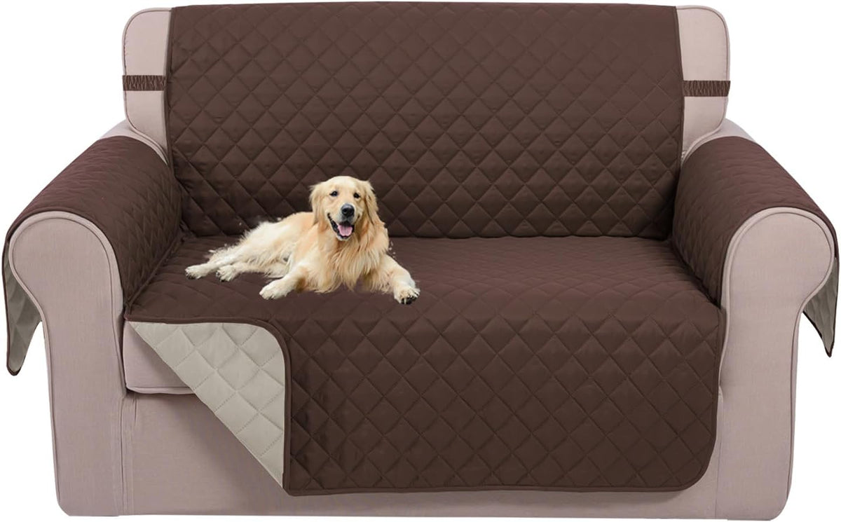 Reversible Sofa Cover Couch Cover for Dogs, Coffee/Beige | 68''Sofa Mat Washable, Pet Friendly, Elastic Straps, Water Repellent, Furniture Protector for 3 Cushion Couch - Colors A