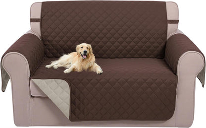 Reversible Sofa Cover Couch Cover for Dogs, Coffee/Beige | 68''Sofa Mat Washable, Pet Friendly, Elastic Straps, Water Repellent, Furniture Protector for 3 Cushion Couch - Colors A