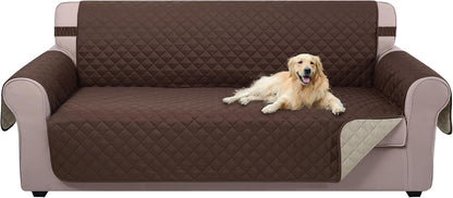 Reversible Sofa Cover Couch Cover for Dogs, Coffee/Beige | 68''Sofa Mat Washable, Pet Friendly, Elastic Straps, Water Repellent, Furniture Protector for 3 Cushion Couch - Colors A