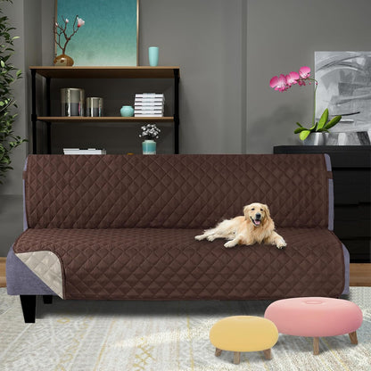 Reversible Sofa Cover Couch Cover for Dogs, Coffee/Beige | 68''Sofa Mat Washable, Pet Friendly, Elastic Straps, Water Repellent, Furniture Protector for 3 Cushion Couch - Colors A