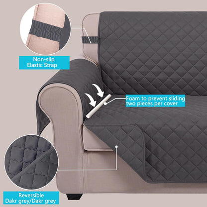 Reversible Sofa Cover Couch Cover for Dogs, Coffee/Beige | 68''Sofa Mat Washable, Pet Friendly, Elastic Straps, Water Repellent, Furniture Protector for 3 Cushion Couch - Colors A