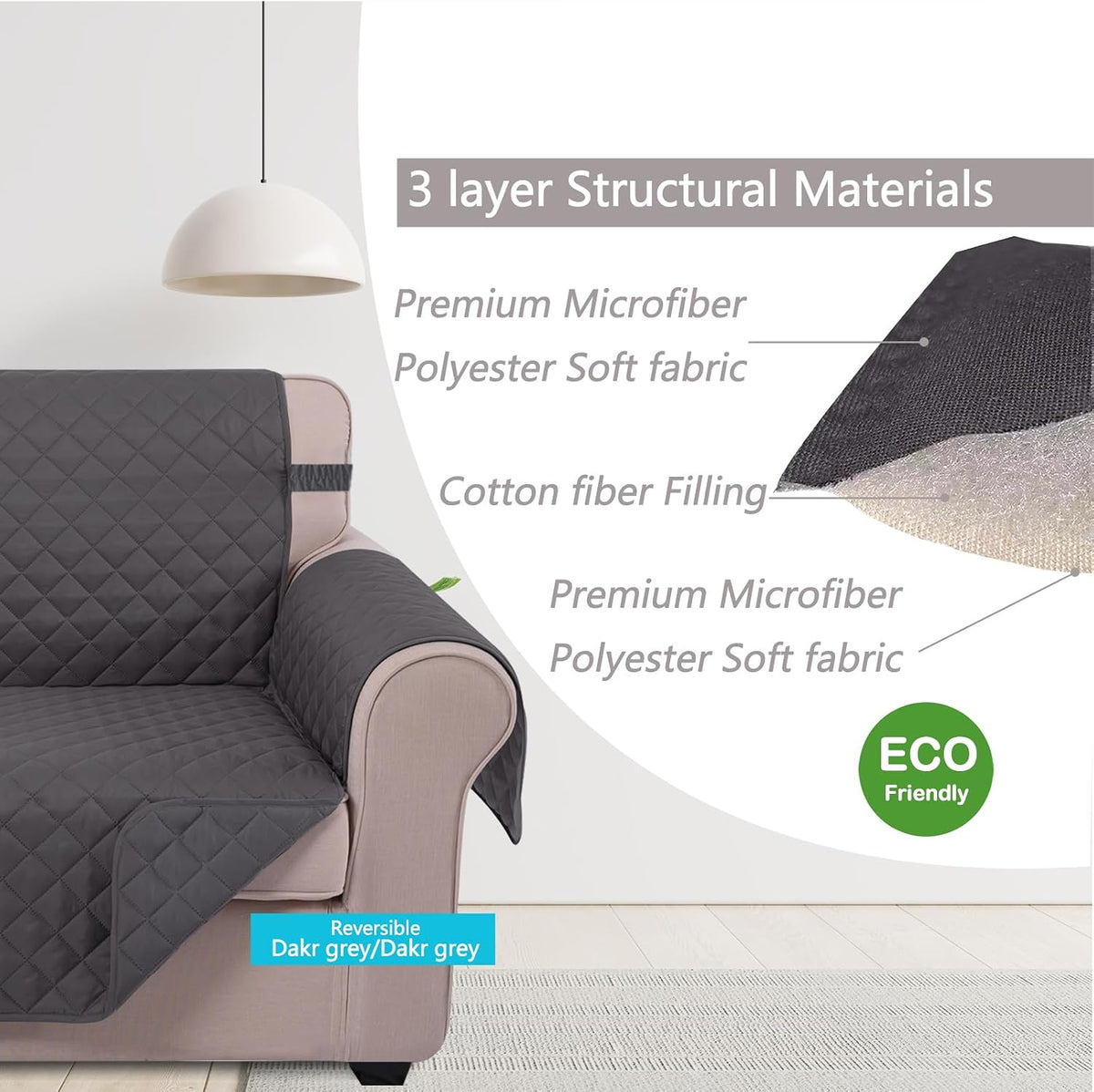Reversible Sofa Cover Couch Cover for Dogs, Coffee/Beige | 68''Sofa Mat Washable, Pet Friendly, Elastic Straps, Water Repellent, Furniture Protector for 3 Cushion Couch - Colors A