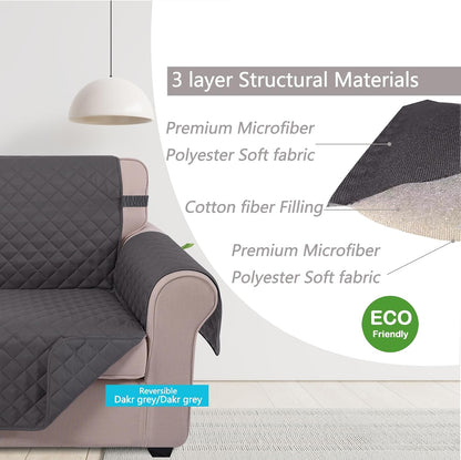 Reversible Sofa Cover Couch Cover for Dogs, Coffee/Beige | 68''Sofa Mat Washable, Pet Friendly, Elastic Straps, Water Repellent, Furniture Protector for 3 Cushion Couch - Colors A