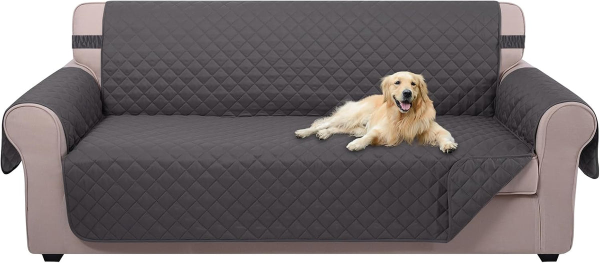 Reversible Sofa Cover Couch Cover for Dogs, Coffee/Beige | 68''Sofa Mat Washable, Pet Friendly, Elastic Straps, Water Repellent, Furniture Protector for 3 Cushion Couch - Colors A
