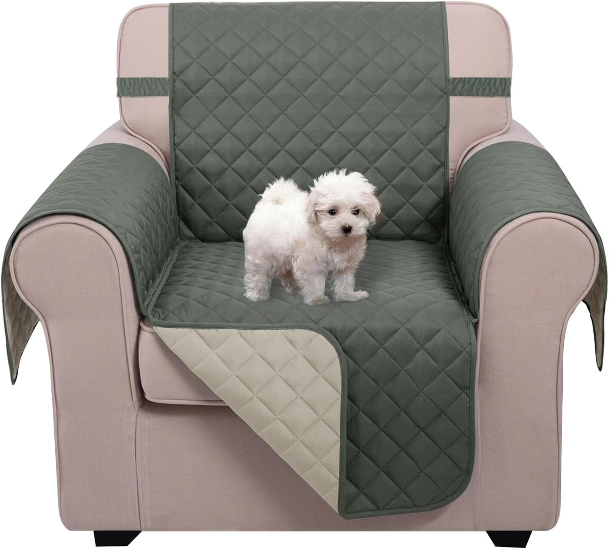 Reversible Sofa Cover Couch Cover for Dogs, Coffee/Beige | 68''Sofa Mat Washable, Pet Friendly, Elastic Straps, Water Repellent, Furniture Protector for 3 Cushion Couch - Colors A