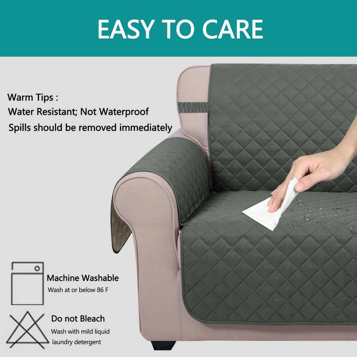 Reversible Sofa Cover Couch Cover for Dogs, Coffee/Beige | 68''Sofa Mat Washable, Pet Friendly, Elastic Straps, Water Repellent, Furniture Protector for 3 Cushion Couch - Colors A