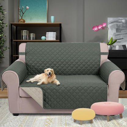 Reversible Sofa Cover Couch Cover for Dogs, Coffee/Beige | 68''Sofa Mat Washable, Pet Friendly, Elastic Straps, Water Repellent, Furniture Protector for 3 Cushion Couch - Colors A