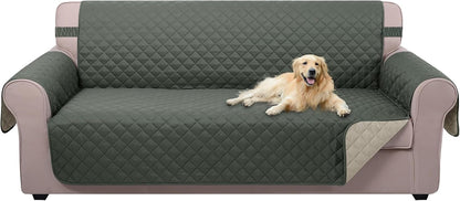 Reversible Sofa Cover Couch Cover for Dogs, Coffee/Beige | 68''Sofa Mat Washable, Pet Friendly, Elastic Straps, Water Repellent, Furniture Protector for 3 Cushion Couch - Colors A