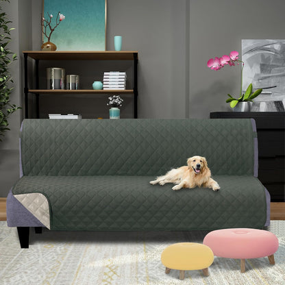 Reversible Sofa Cover Couch Cover for Dogs, Coffee/Beige | 68''Sofa Mat Washable, Pet Friendly, Elastic Straps, Water Repellent, Furniture Protector for 3 Cushion Couch - Colors A