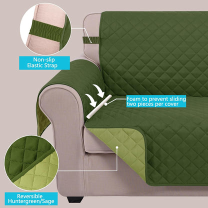 Reversible Sofa Cover Couch Cover for Dogs, Coffee/Beige | 68''Sofa Mat Washable, Pet Friendly, Elastic Straps, Water Repellent, Furniture Protector for 3 Cushion Couch - Colors A