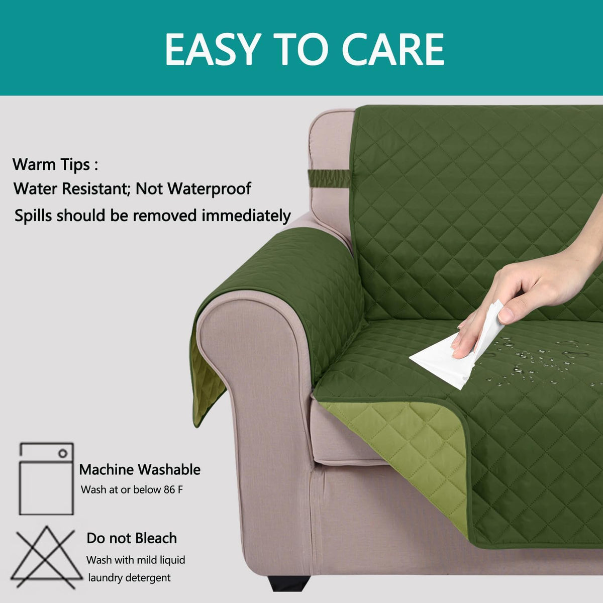 Reversible Sofa Cover Couch Cover for Dogs, Coffee/Beige | 68''Sofa Mat Washable, Pet Friendly, Elastic Straps, Water Repellent, Furniture Protector for 3 Cushion Couch - Colors A