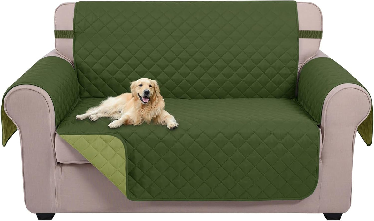 Reversible Sofa Cover Couch Cover for Dogs, Coffee/Beige | 68''Sofa Mat Washable, Pet Friendly, Elastic Straps, Water Repellent, Furniture Protector for 3 Cushion Couch - Colors A