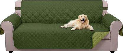Reversible Sofa Cover Couch Cover for Dogs, Coffee/Beige | 68''Sofa Mat Washable, Pet Friendly, Elastic Straps, Water Repellent, Furniture Protector for 3 Cushion Couch - Colors A