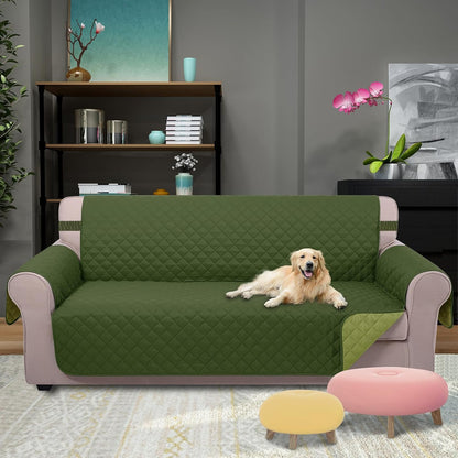 Reversible Sofa Cover Couch Cover for Dogs, Coffee/Beige | 68''Sofa Mat Washable, Pet Friendly, Elastic Straps, Water Repellent, Furniture Protector for 3 Cushion Couch - Colors A