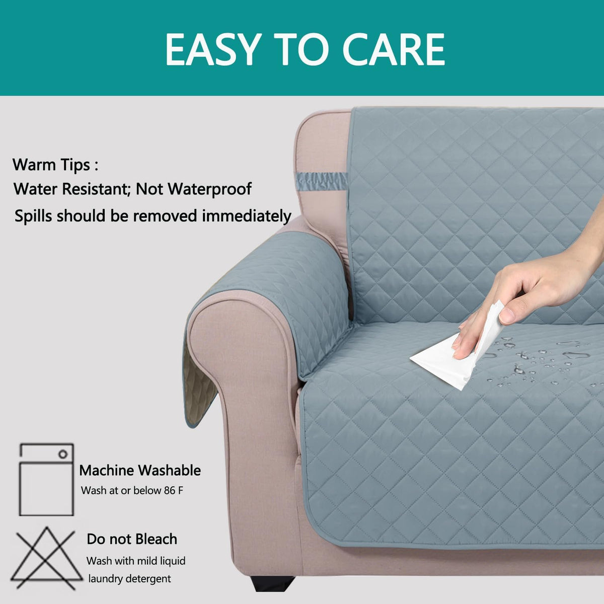 Reversible Sofa Cover Couch Cover for Dogs, Coffee/Beige | 68''Sofa Mat Washable, Pet Friendly, Elastic Straps, Water Repellent, Furniture Protector for 3 Cushion Couch - Colors A
