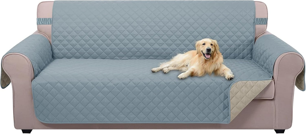 Reversible Sofa Cover Couch Cover for Dogs, Coffee/Beige | 68''Sofa Mat Washable, Pet Friendly, Elastic Straps, Water Repellent, Furniture Protector for 3 Cushion Couch - Colors A