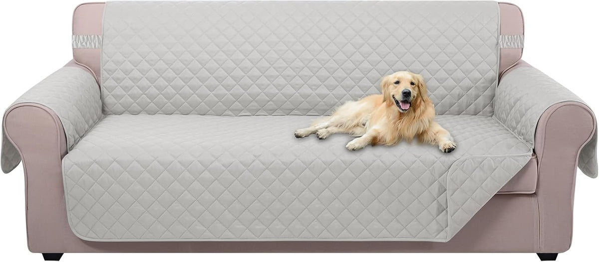 Reversible Sofa Cover Couch Cover for Dogs, Coffee/Beige | 68''Sofa Mat Washable, Pet Friendly, Elastic Straps, Water Repellent, Furniture Protector for 3 Cushion Couch - Colors A