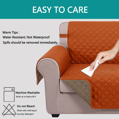 Reversible Sofa Cover Couch Cover for Dogs, Coffee/Beige | 68''Sofa Mat Washable, Pet Friendly, Elastic Straps, Water Repellent, Furniture Protector for 3 Cushion Couch - Colors A