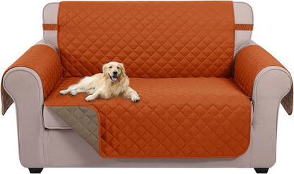 Reversible Sofa Cover Couch Cover for Dogs, Coffee/Beige | 68''Sofa Mat Washable, Pet Friendly, Elastic Straps, Water Repellent, Furniture Protector for 3 Cushion Couch - Colors A