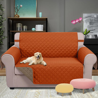 Reversible Sofa Cover Couch Cover for Dogs, Coffee/Beige | 68''Sofa Mat Washable, Pet Friendly, Elastic Straps, Water Repellent, Furniture Protector for 3 Cushion Couch - Colors A