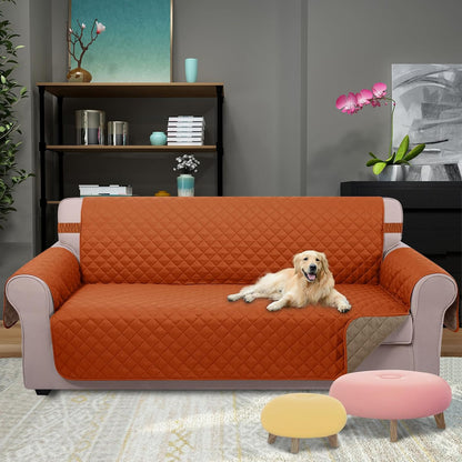 Reversible Sofa Cover Couch Cover for Dogs, Coffee/Beige | 68''Sofa Mat Washable, Pet Friendly, Elastic Straps, Water Repellent, Furniture Protector for 3 Cushion Couch - Colors A