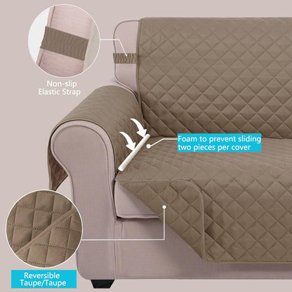 Reversible Sofa Cover Couch Cover for Dogs, Coffee/Beige | 68''Sofa Mat Washable, Pet Friendly, Elastic Straps, Water Repellent, Furniture Protector for 3 Cushion Couch - Colors A