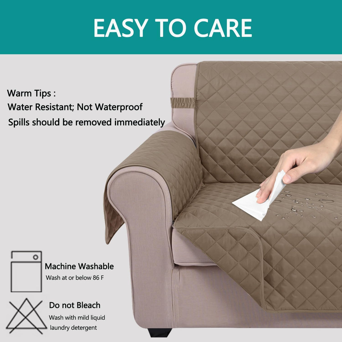Reversible Sofa Cover Couch Cover for Dogs, Coffee/Beige | 68''Sofa Mat Washable, Pet Friendly, Elastic Straps, Water Repellent, Furniture Protector for 3 Cushion Couch - Colors A