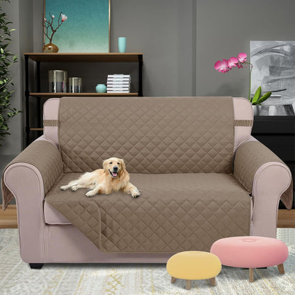 Reversible Sofa Cover Couch Cover for Dogs, Coffee/Beige | 68''Sofa Mat Washable, Pet Friendly, Elastic Straps, Water Repellent, Furniture Protector for 3 Cushion Couch - Colors A