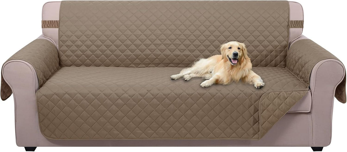 Reversible Sofa Cover Couch Cover for Dogs, Coffee/Beige | 68''Sofa Mat Washable, Pet Friendly, Elastic Straps, Water Repellent, Furniture Protector for 3 Cushion Couch - Colors A
