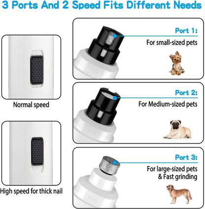 Dog Nail Grinder Upgraded - Professional 2-Speed Whisper-Quiet Electric Pet Nail Trimmer Painless Paws Grooming & Smoothing for Small Medium Large Dogs & Cats (Dark Blue)