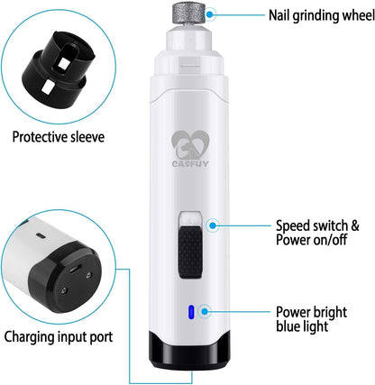 Dog Nail Grinder Upgraded - Professional 2-Speed Whisper-Quiet Electric Pet Nail Trimmer Painless Paws Grooming & Smoothing for Small Medium Large Dogs & Cats (Dark Blue)