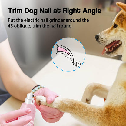 Dog Nail Grinder Upgraded - Professional 2-Speed Whisper-Quiet Electric Pet Nail Trimmer Painless Paws Grooming & Smoothing for Small Medium Large Dogs & Cats (Dark Blue)