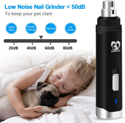 Dog Nail Grinder Upgraded - Professional 2-Speed Whisper-Quiet Electric Pet Nail Trimmer Painless Paws Grooming & Smoothing for Small Medium Large Dogs & Cats (Dark Blue)