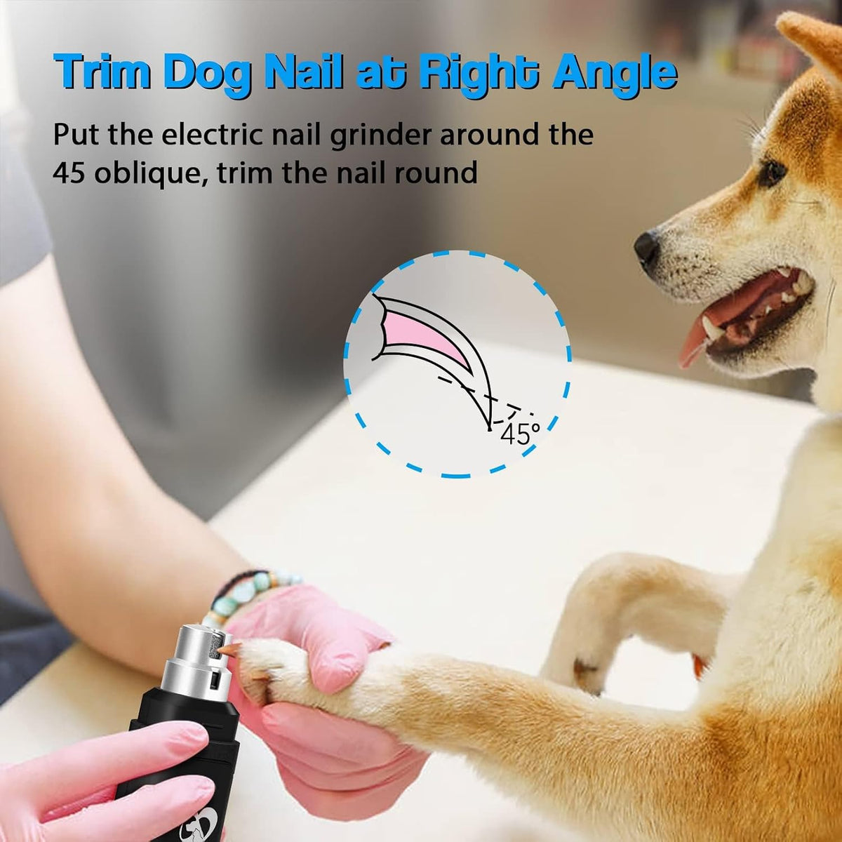 Dog Nail Grinder Upgraded - Professional 2-Speed Whisper-Quiet Electric Pet Nail Trimmer Painless Paws Grooming & Smoothing for Small Medium Large Dogs & Cats (Dark Blue)