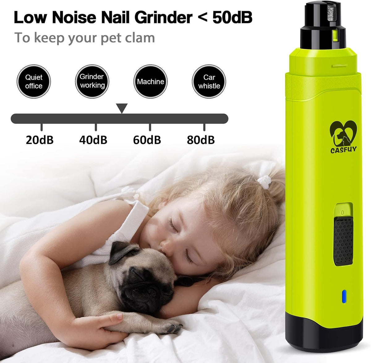 Dog Nail Grinder Upgraded - Professional 2-Speed Whisper-Quiet Electric Pet Nail Trimmer Painless Paws Grooming & Smoothing for Small Medium Large Dogs & Cats (Dark Blue)