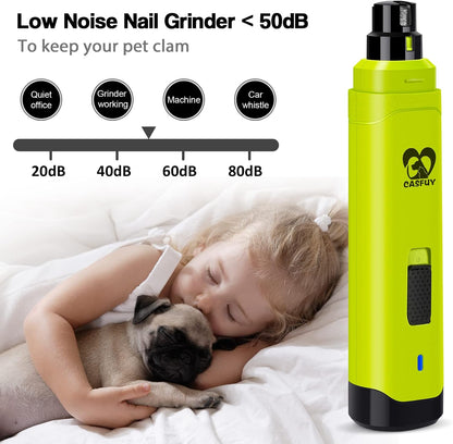 Dog Nail Grinder Upgraded - Professional 2-Speed Whisper-Quiet Electric Pet Nail Trimmer Painless Paws Grooming & Smoothing for Small Medium Large Dogs & Cats (Dark Blue)