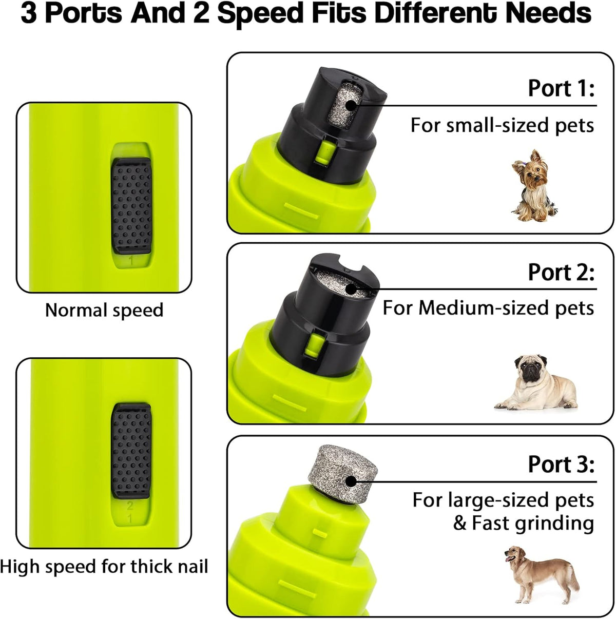 Dog Nail Grinder Upgraded - Professional 2-Speed Whisper-Quiet Electric Pet Nail Trimmer Painless Paws Grooming & Smoothing for Small Medium Large Dogs & Cats (Dark Blue)