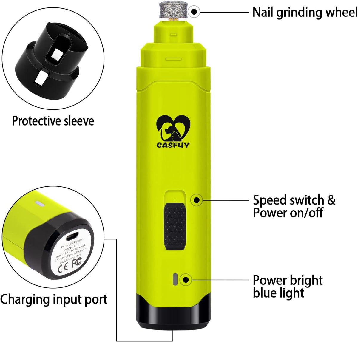 Dog Nail Grinder Upgraded - Professional 2-Speed Whisper-Quiet Electric Pet Nail Trimmer Painless Paws Grooming & Smoothing for Small Medium Large Dogs & Cats (Dark Blue)