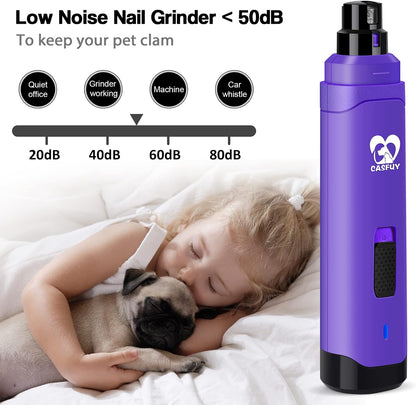 Dog Nail Grinder Upgraded - Professional 2-Speed Whisper-Quiet Electric Pet Nail Trimmer Painless Paws Grooming & Smoothing for Small Medium Large Dogs & Cats (Dark Blue)