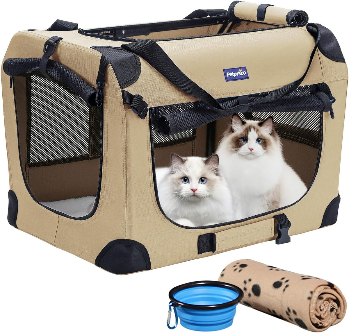 Portable Collapsible Dog Crate, 24" Soft Dog Crate for Car Travel