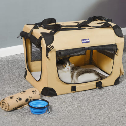 Portable Collapsible Dog Crate, 24" Soft Dog Crate for Car Travel