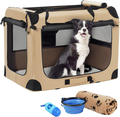 Portable Collapsible Dog Crate, 24" Soft Dog Crate for Car Travel