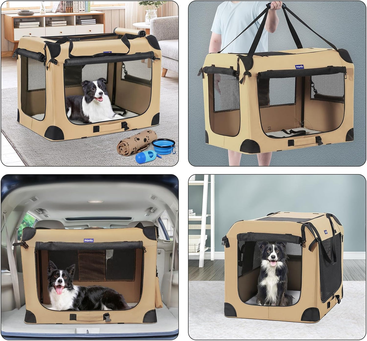 Portable Collapsible Dog Crate, 24" Soft Dog Crate for Car Travel