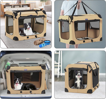 Portable Collapsible Dog Crate, 24" Soft Dog Crate for Car Travel
